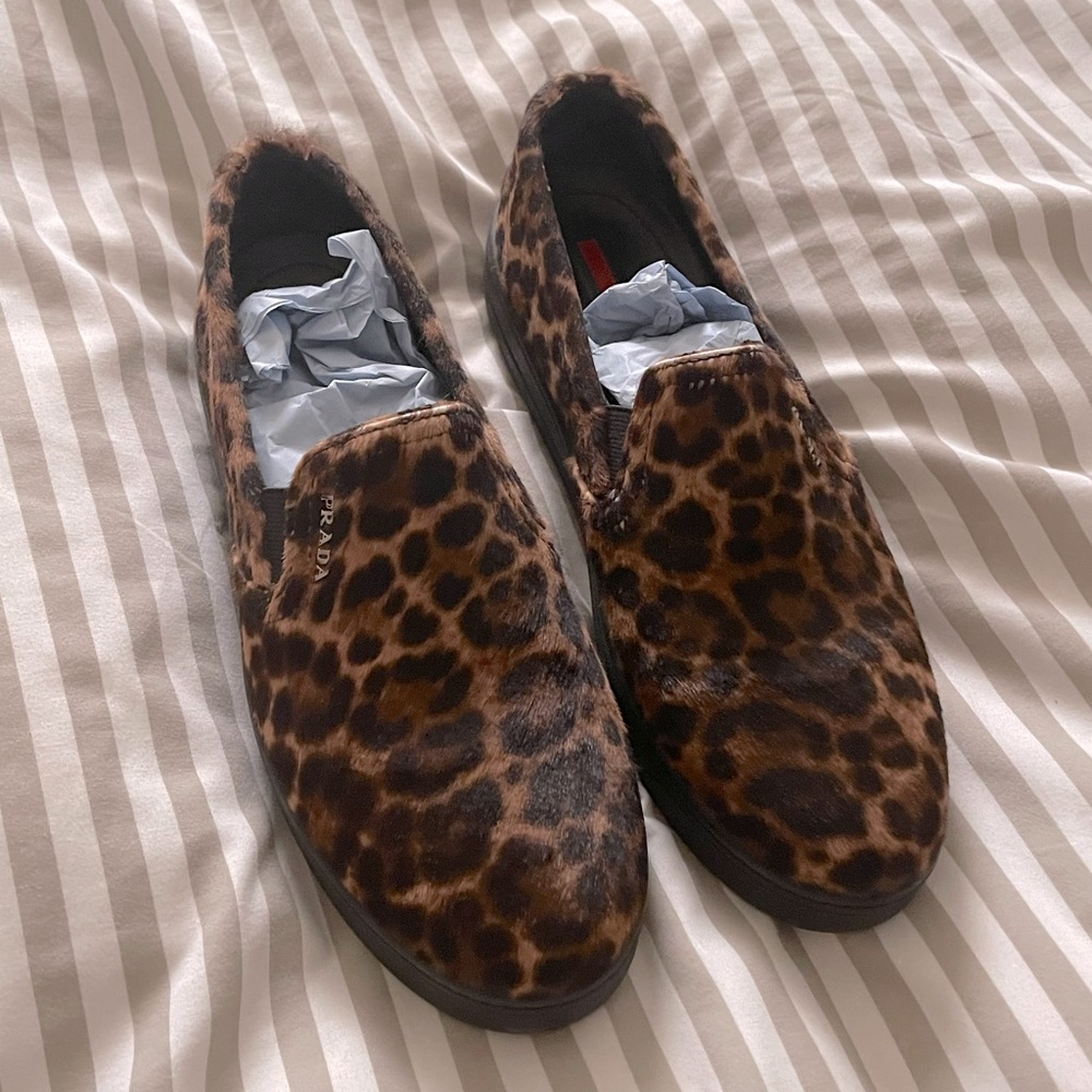 Prada Slip on leopard shoes